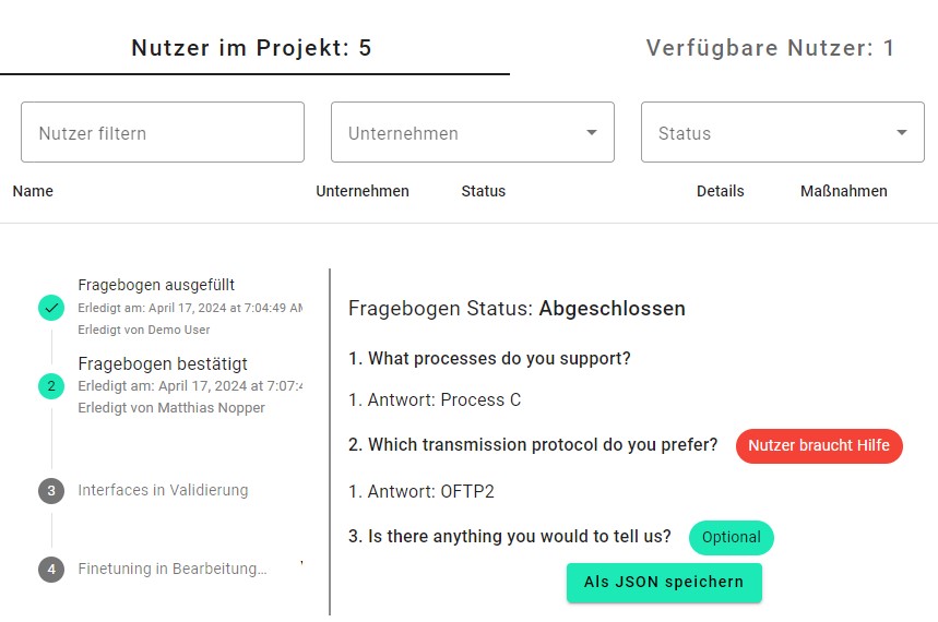 Mit der Download-Funktion erhalten Sie den Fragebogen als JSON-Datei